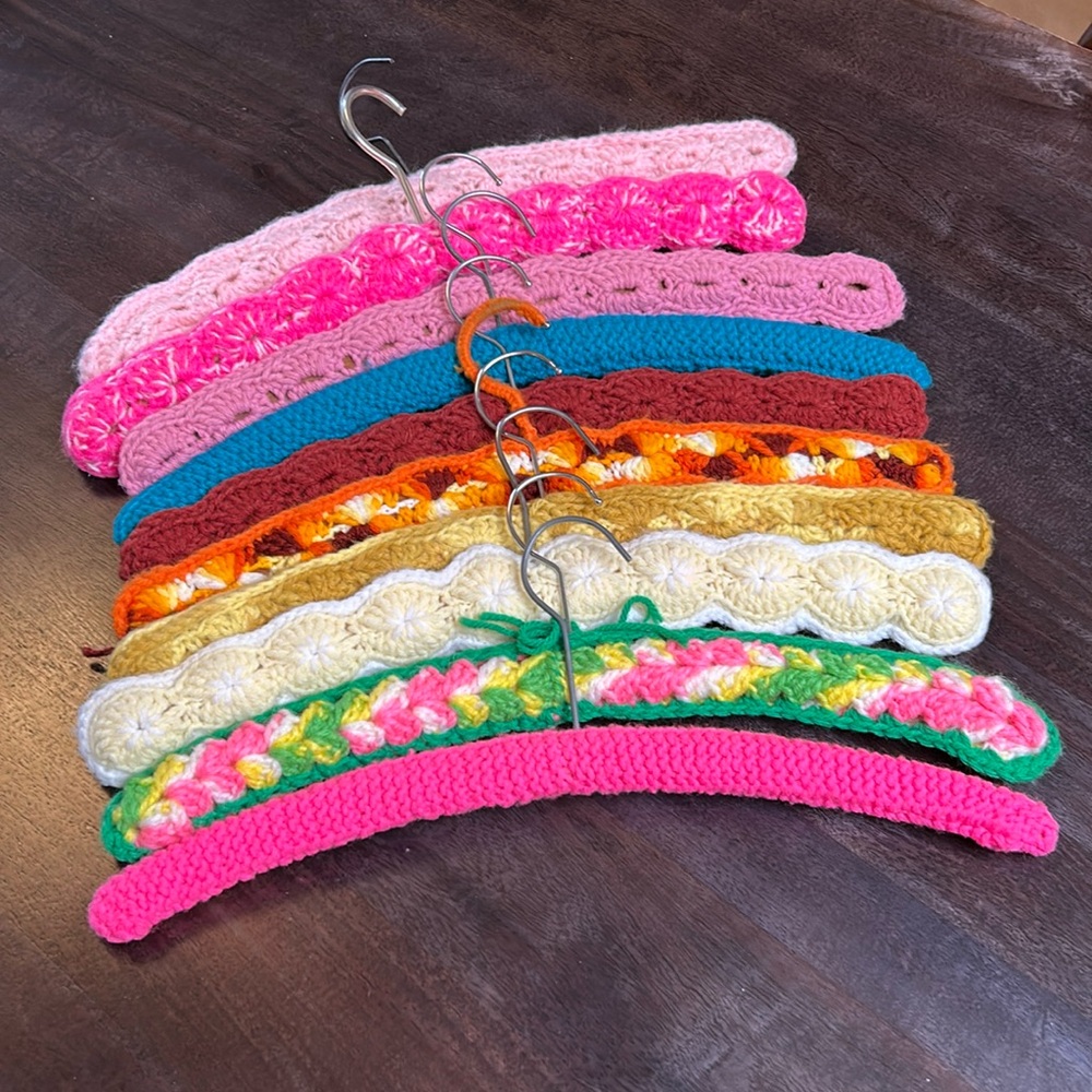 Bundle of 10 Crochet Covered Hangers